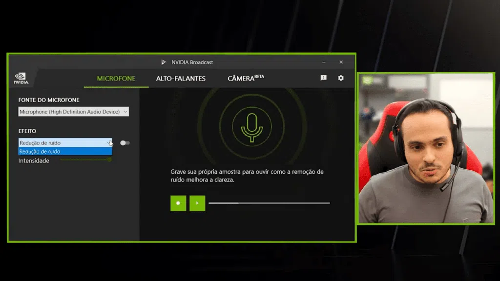 Captura de tela de vídeo sobre o nvidia broadcast no canal tito tech
