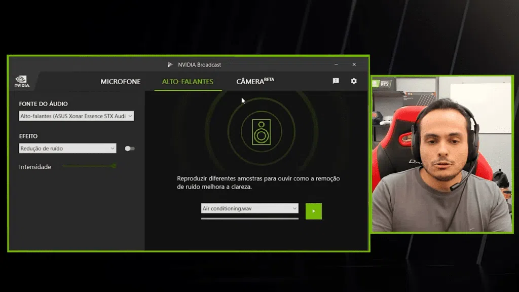 Captura de tela de vídeo sobre o nvidia broadcast no canal tito tech