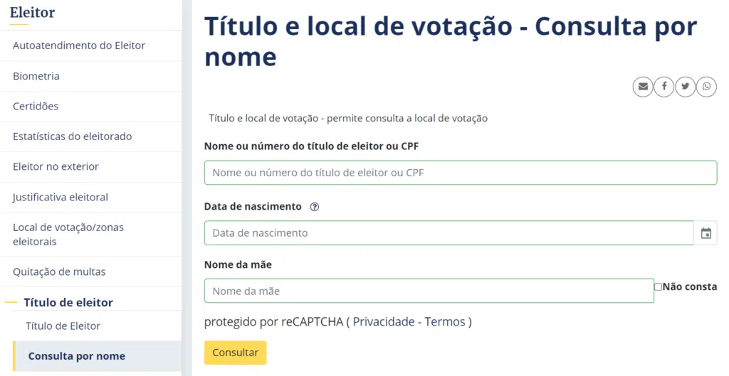 Site do tse para consulta de zona eleitoral