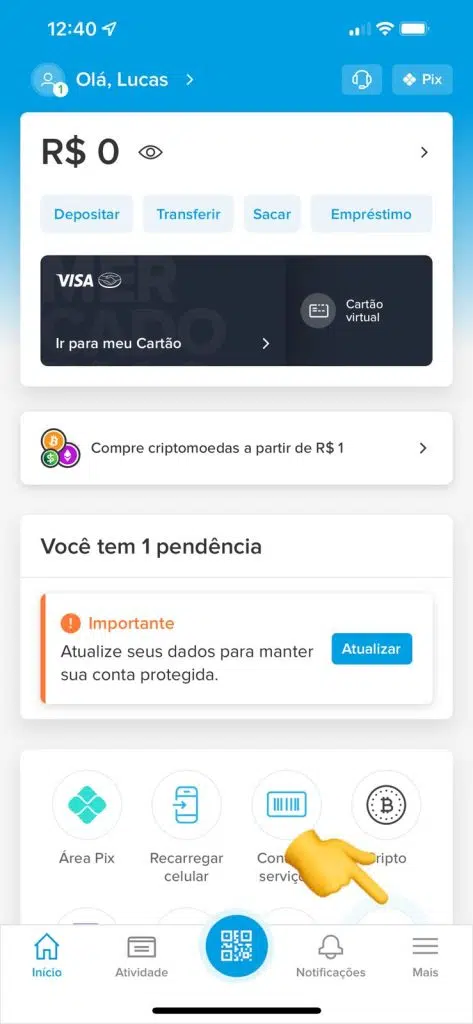 Passo 7: agora que você retomou o acesso à sua conta do mercado pago, acesse o aplicativo para poder alterar a senha e posteriormente desconectar sua conta de outros aparelhos. Reprodução: lucas gomes, showmetech