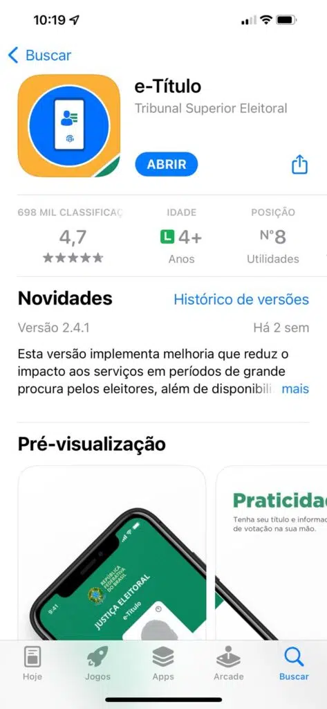 Depois de acessar a loja de aplicativos do seu smartphone, busque pelo app e-título, atualize-o e configure seu aparelho para que emita as notificações enviadas ao aplicativo. Reprodução: lucas gomes, showmetech