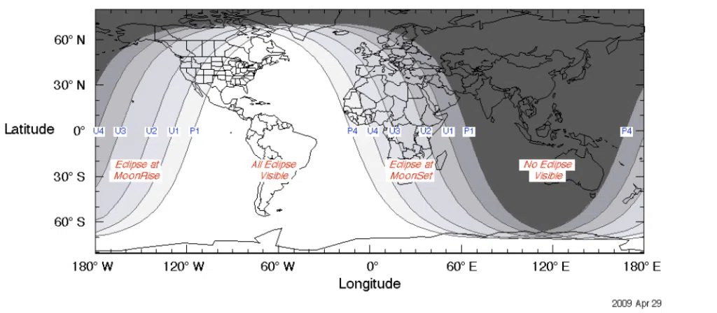 Explicação da nasa sobre onde a lua de sangue de maio poderá ser visualizada