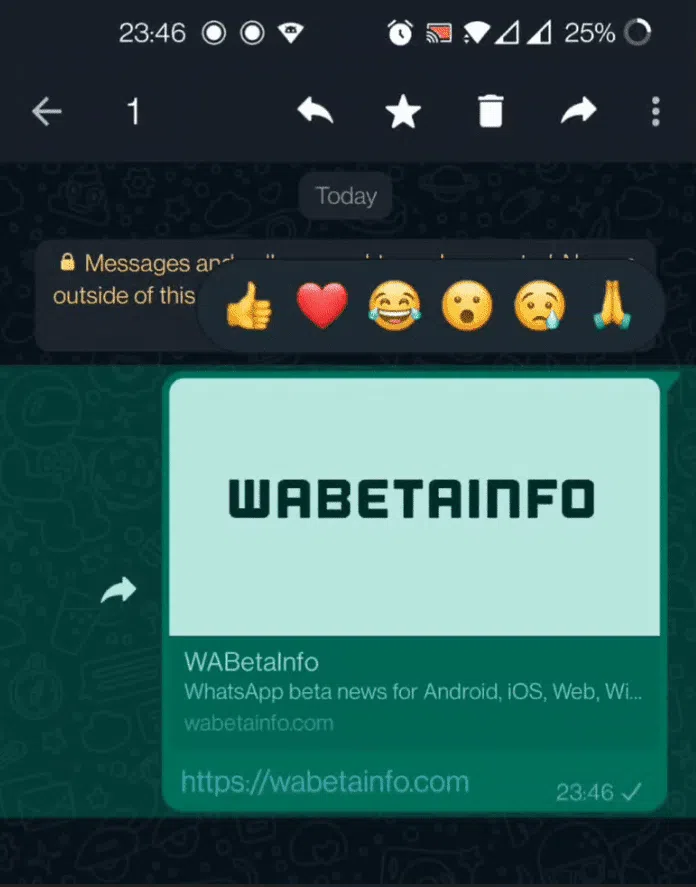 Exemplo de reações no whatsapp