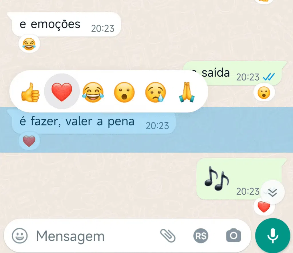 Uso de reações no whatsapp