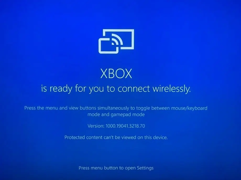 Mensagem que aparecerá ao inciar o microsoft wireless display