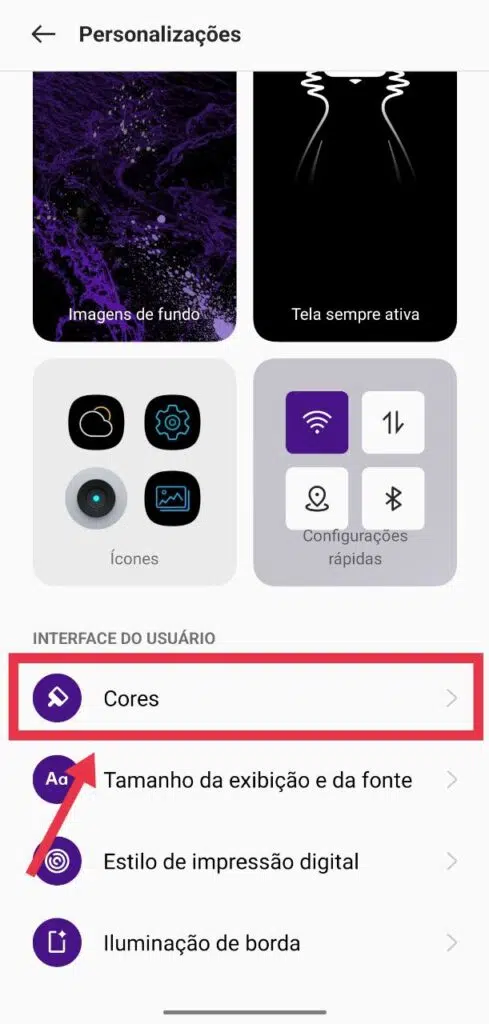 Mude as cores do sistema do seu smartphone realme