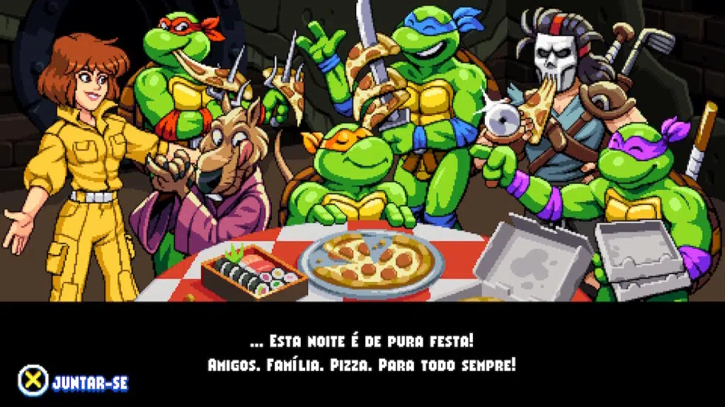 Tmnt: shredder's revenge termina com festa e pizza