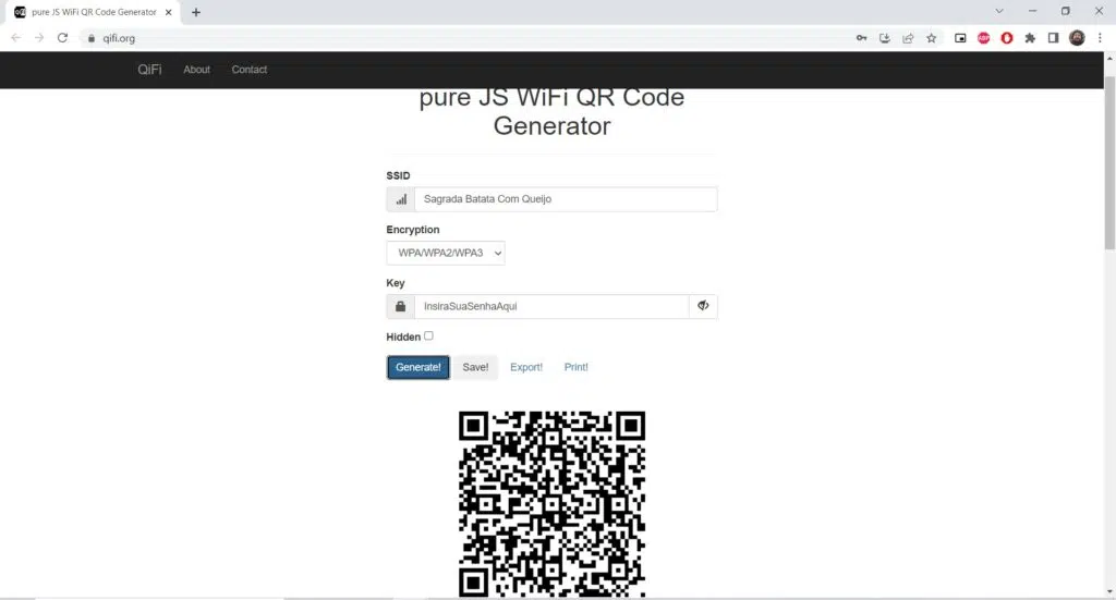 Imagem do qifi. Com mostrando como criar um wi-fi por qr code