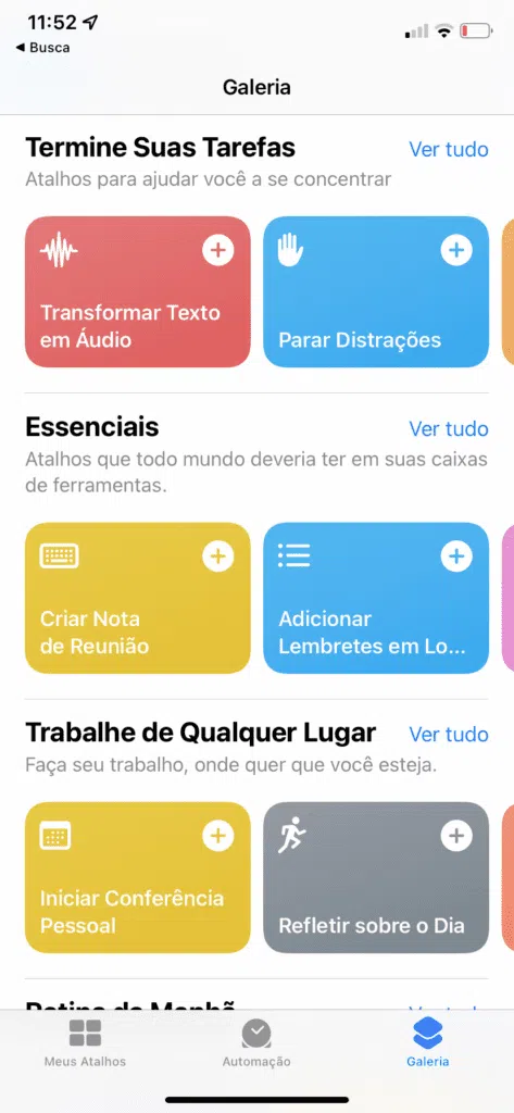 Imagem da tela de configurações do iphone