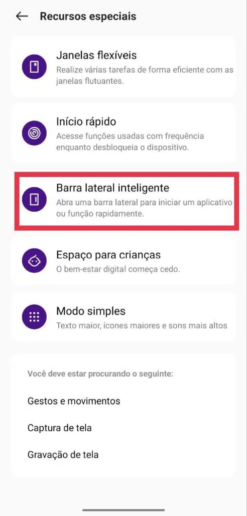 A barra lateral inteligente serve para agilizar o acesso a alguns apps do sistema