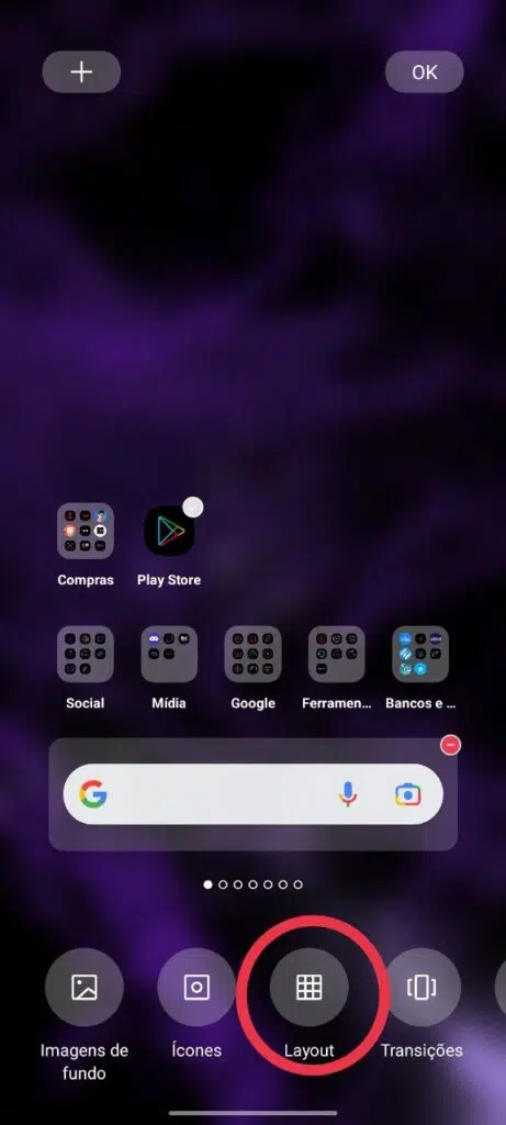 A tela inicial dos smartphones realme podem ter seu layout personalizado para você arrumar seus apps e widgets da forma que achar mais interessante