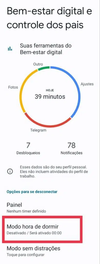 O modo hora de dormir é ótimo para você relaxar e ficar livre de notificações