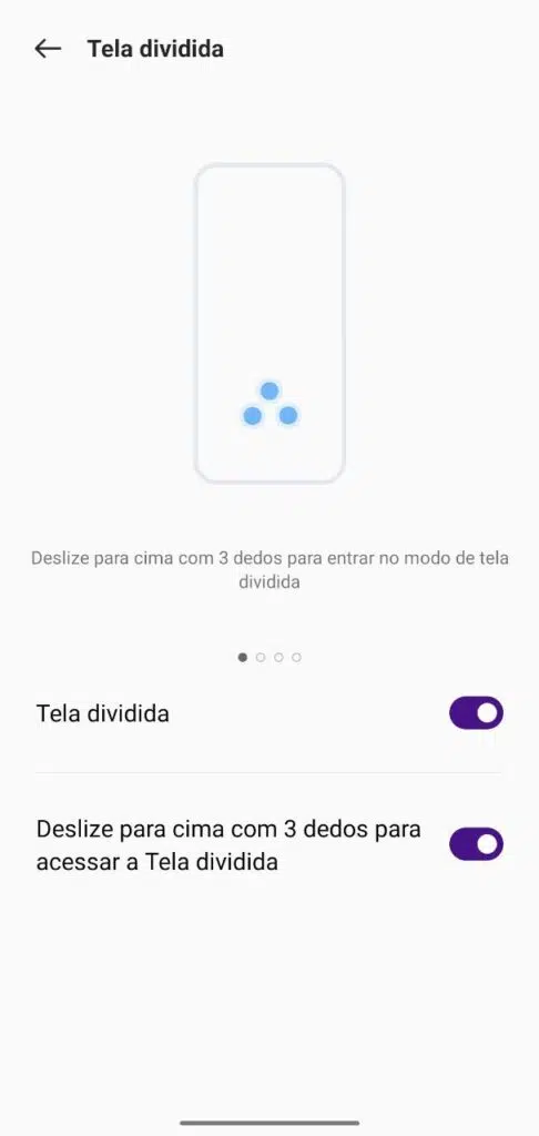 A tela dividida, para uso de mais de um app ao mesmo tempo