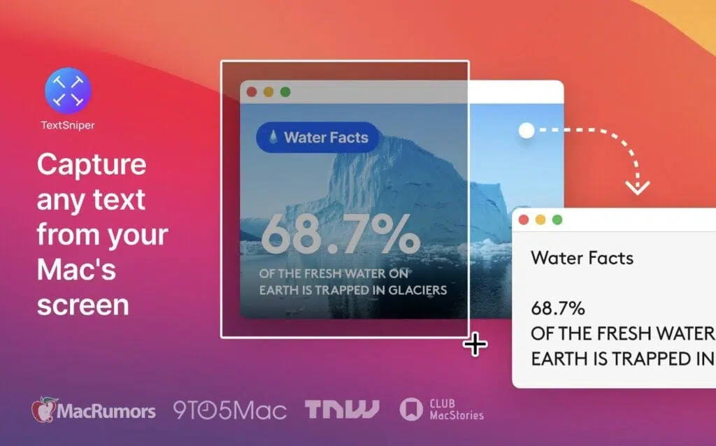 A imagem mostra um app para macbook textsniper