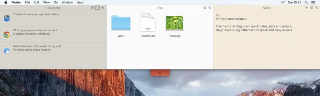 A imagem mostra um app para macbook unclutter