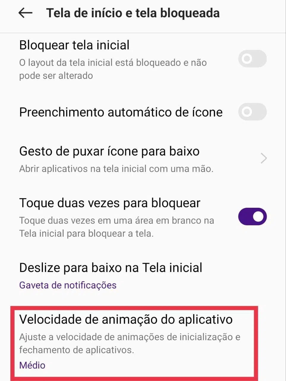 Mudando essa configuração, você pode ter uma sensação diferente ao abrir e fechar os apps do sistema realme