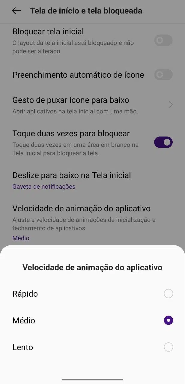 Mudando essa configuração, você pode ter uma sensação diferente ao abrir e fechar os apps do sistema realme