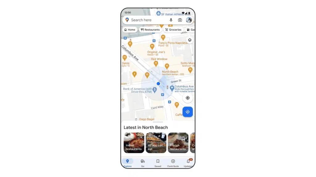 Google maps com neighborhood vibe e live view