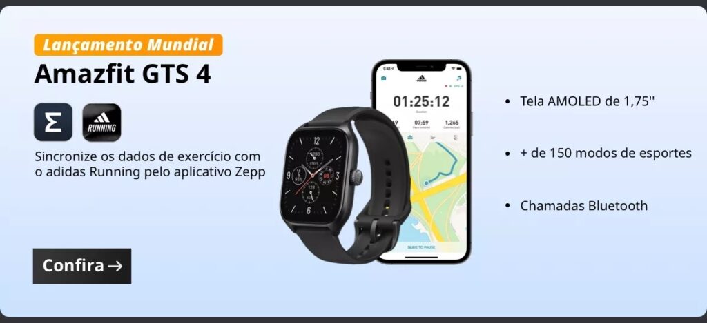 Lançamento do amazfit gtr4 é marcado por evento que tem parceria entre a amazfit e o aliexpress. Reprodução: amazfit