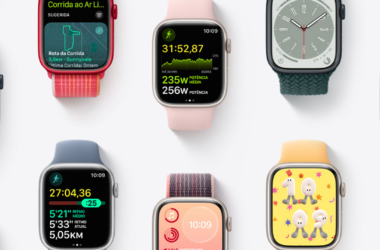 Imagem ilustrativa de diversos aparelhos apple watch dispostos lado a lado