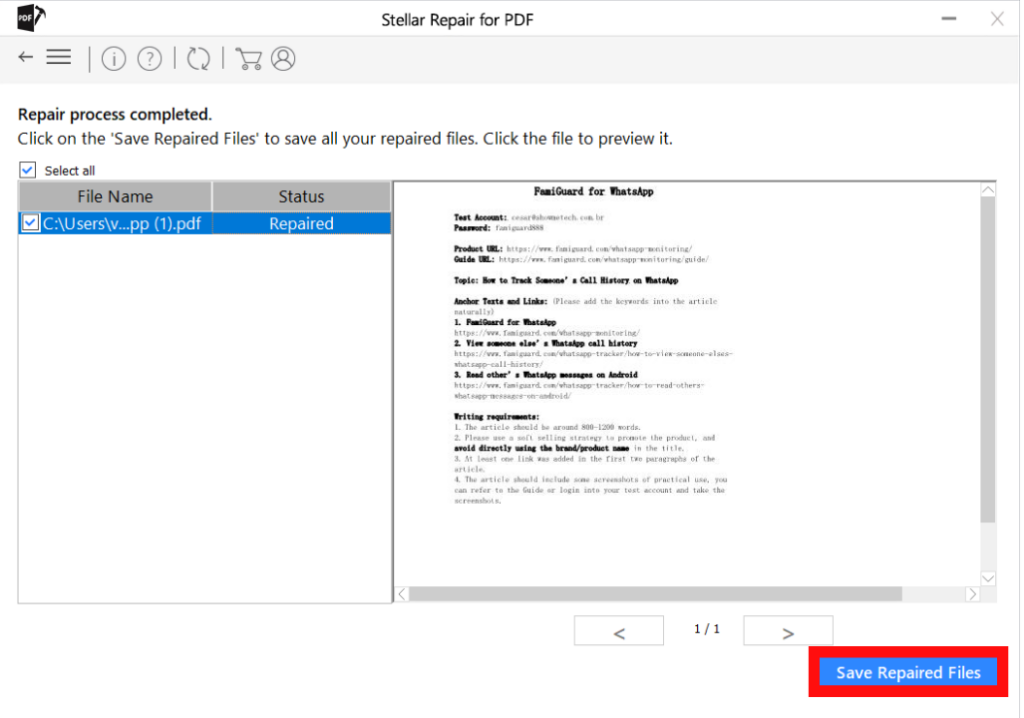 Uso do  stellar toolkit para corrigir pdf corrompido