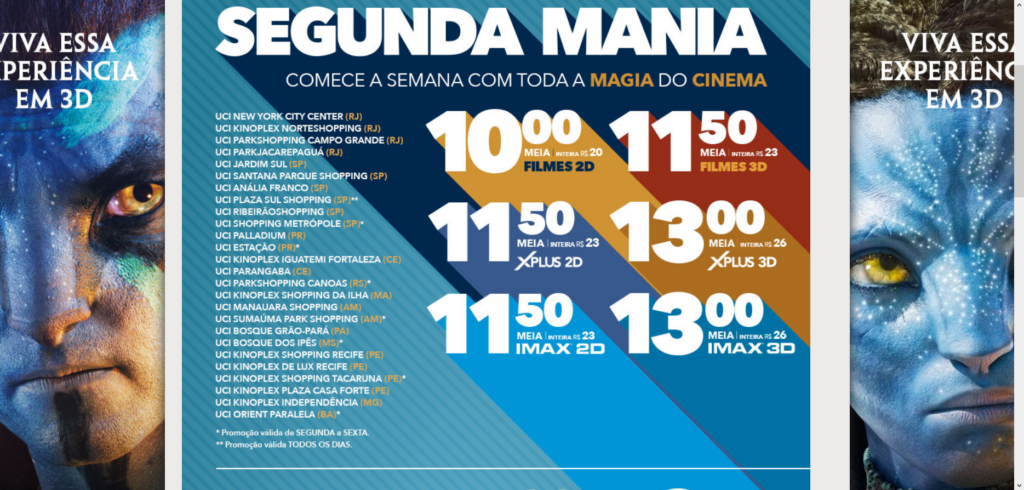 Promoção "segunda mania" do uci cinemas