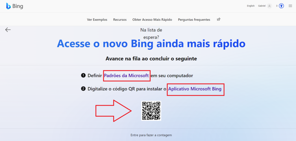 Defina os padrões microsoft ou use o qr code para acessar o mais ainda mais rápido