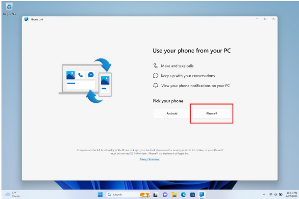 Vincular ao celular do windows 11 com iphone