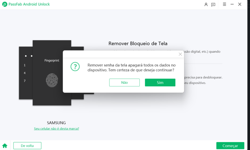 Uso do passfab android unlock no processo de como desbloquear qualquer smartphone android