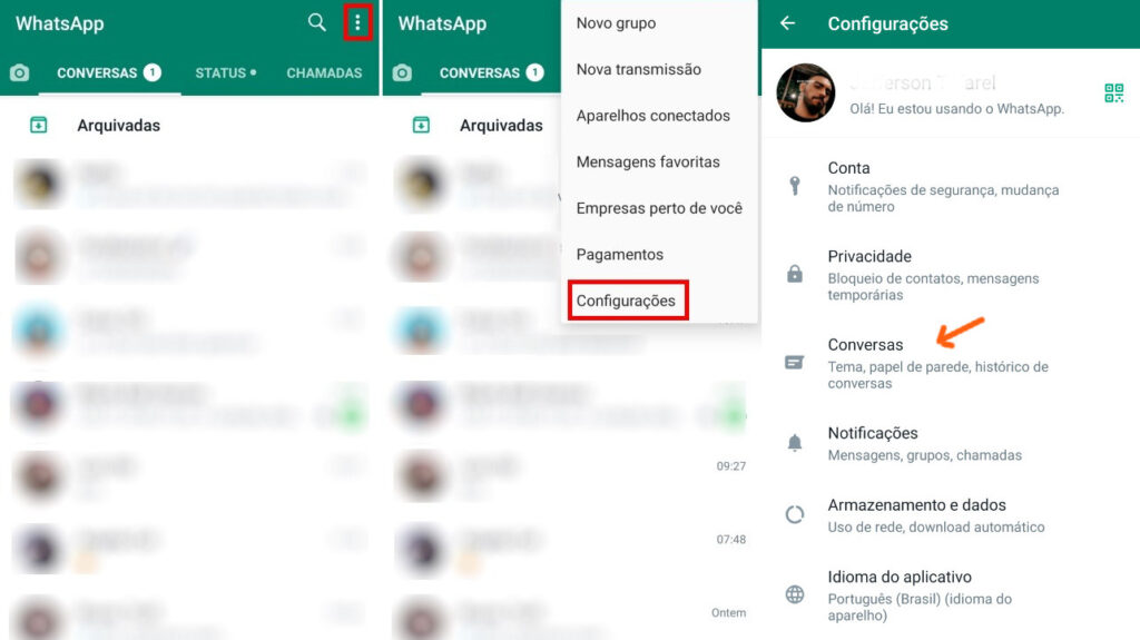 Transferir conversas do whatsapp (configurações)