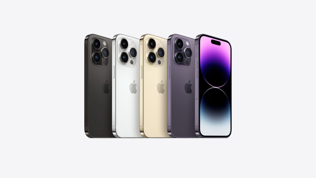 As cores disponíveis para o iphone 14 pro max, atual topo de linha da apple, lançado em setembro de 2022. Imagem: apple