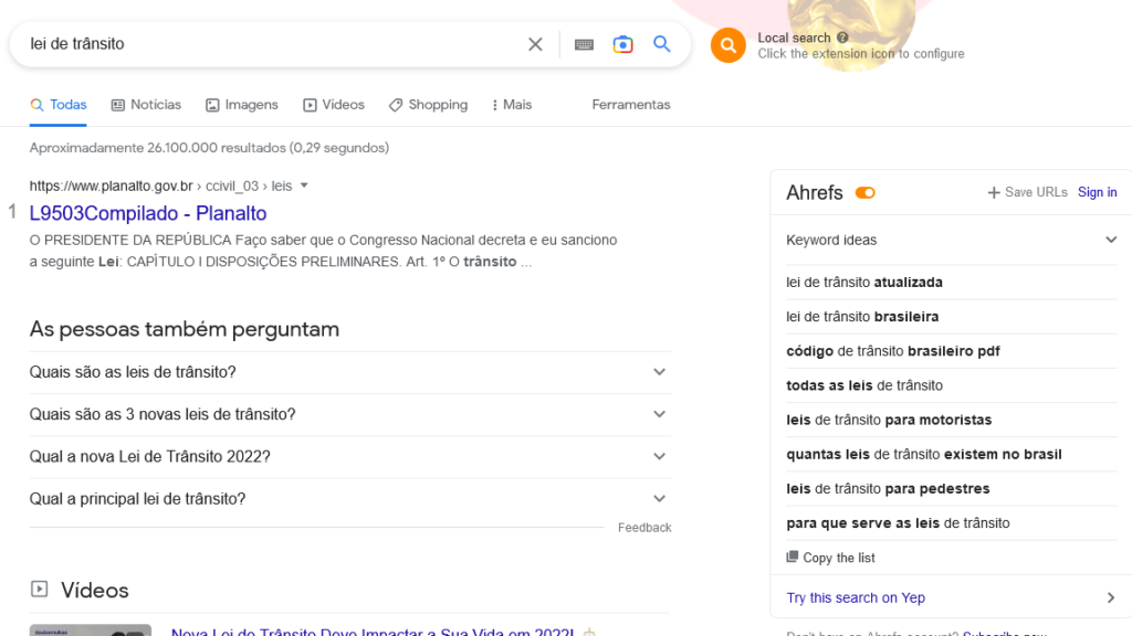 Otimização barra de ferramentas ahrefs