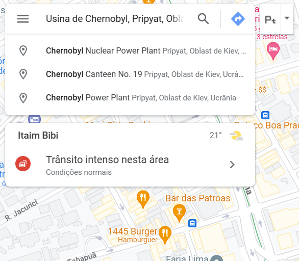 Chernobyl: faça um tour virtual pela região do acidente nuclear. Utilizando o google maps você pode visitar a cidade que foi devastada pela radiação 1986