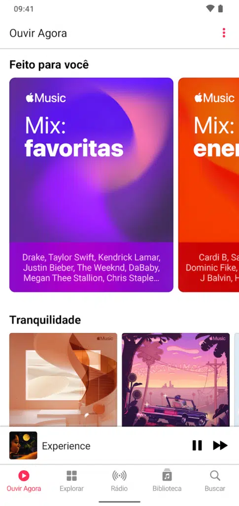 Apple music (ou "música) está na nossa lista de melhores aplicativos gratuitos para ouvir música off-line. Reprodução: google play store