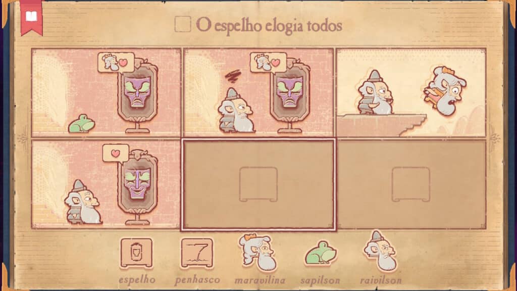 Screenshot de storyteller - construa a sua narrativa de forma hilária, reverenciando contos clássicos o tempo todo (imagem: renato reis/annapurna interactive)