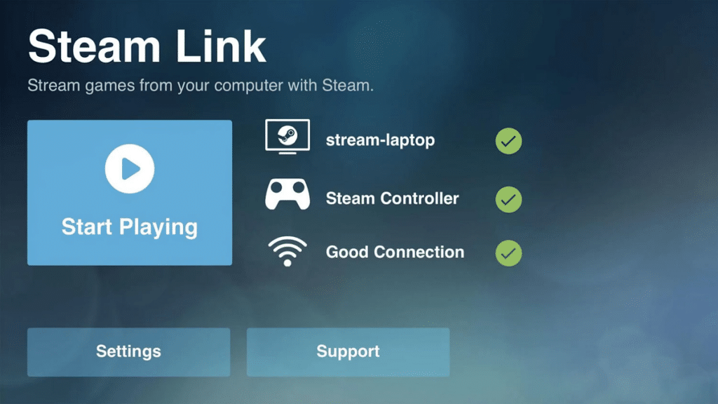 Tela do steam link para android tv