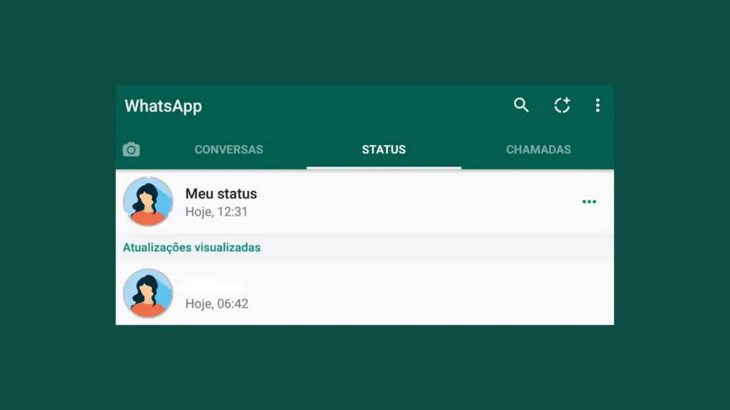 Não é possível ver as atualizações de status do contato