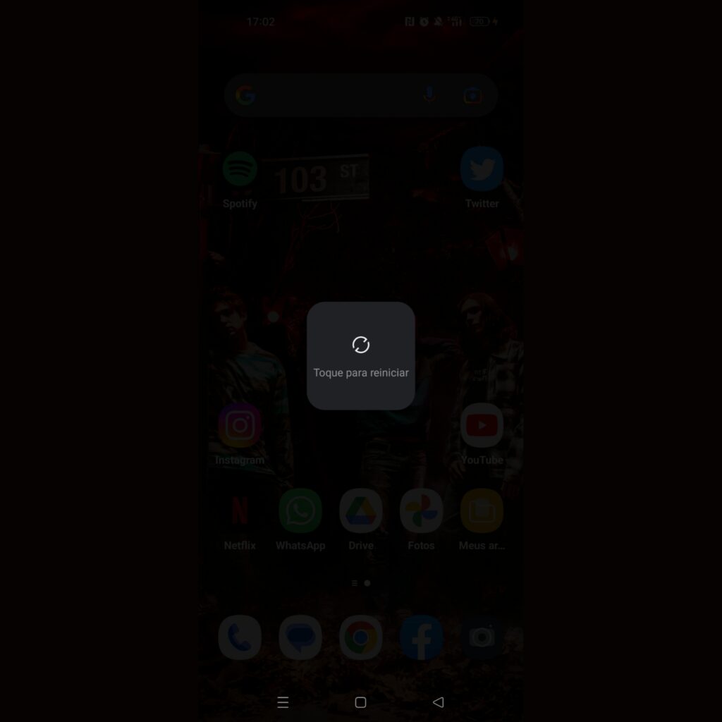 Tela para reiniciar smartphone android
