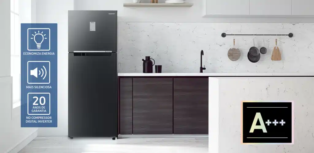 Linha samsung evolution ganha nova geladeira rt48 com 20 anos de garantia. Modelo rt 48 da linha samsung evolution tem versões inox e black inox, com compartimento extra de até 20 litros e 40% de economia de energia