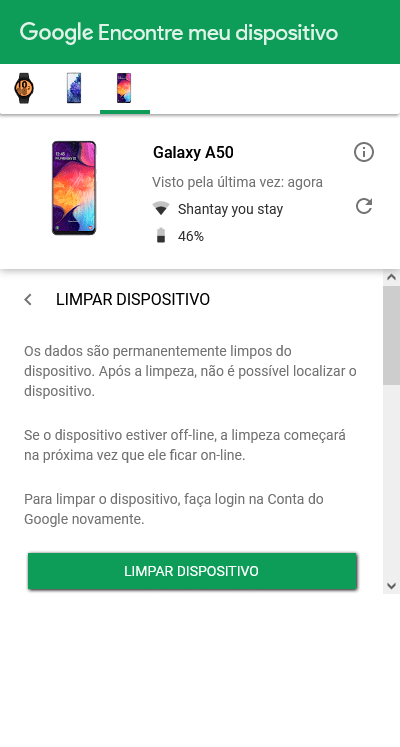 Limpar dispositivo android remotamente