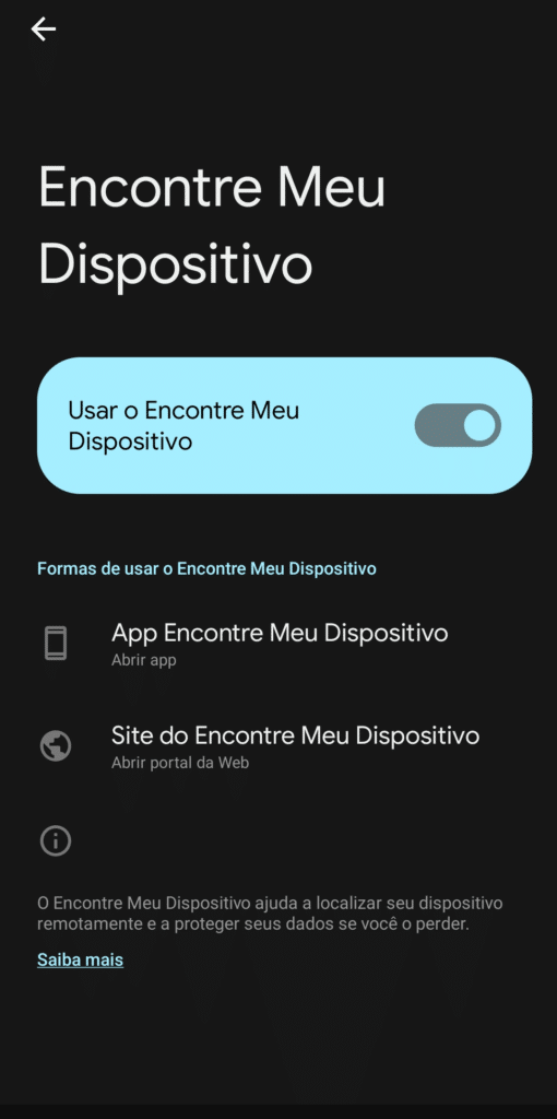 Habilite o encontre meu dispositivo android