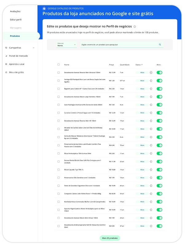 Captura de tela da plataforma napp do google, para aumentar presença digital de pmes