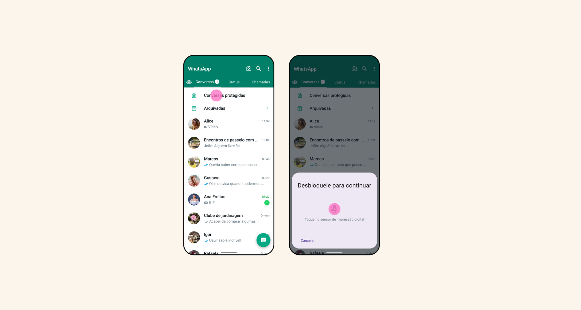 Whatsapp vai deixar você proteger conversas íntimas com senha. Funcionalidade pensada para proteger conversas começa a ser liberada hoje e vai permitir que você tranque com senha aquele bate-papo mais sensível