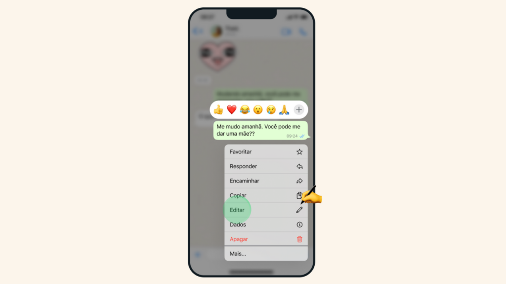 Exemplo de como editar mensagens no whatsapp