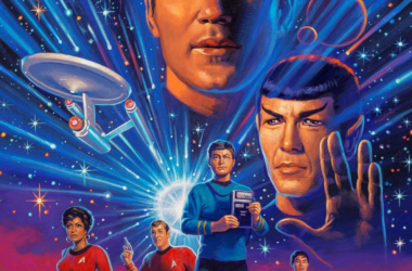 Na imagem personagens de star trek estão representados por pintura