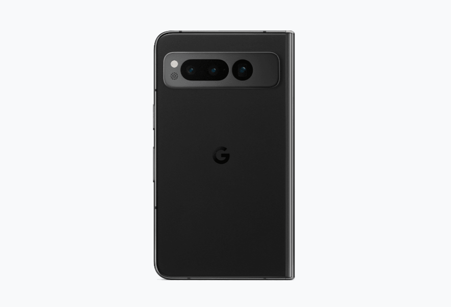 Google pixel fold na cor preta frente e verso