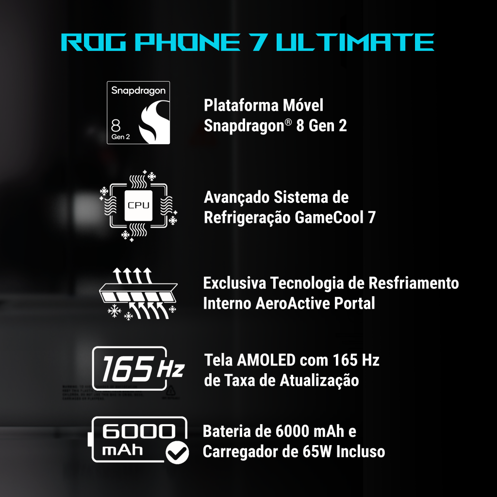 Principais características do rog phone 7 ultimate