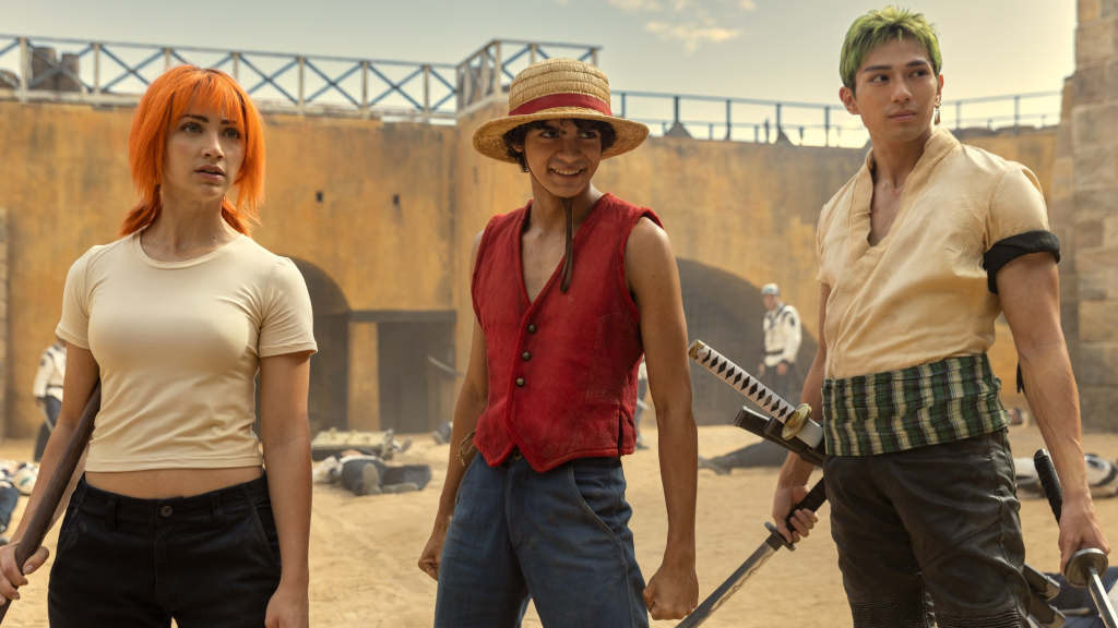 Imagem da série da netflix de one piece com os protagonistas