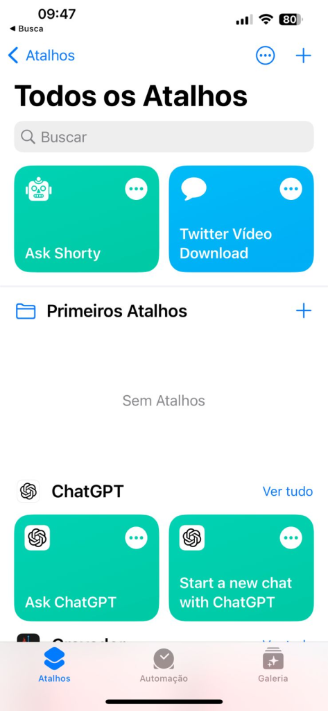 Tutorial para alterar os ícones dos aplicativos no iphone. Passo 1: abra o atalhos. Imagem: lucas gomes, smt