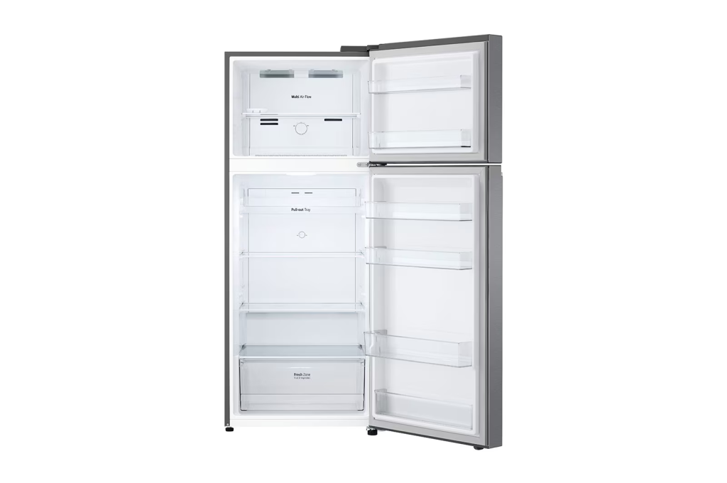 Mantenha seus alimentos frescos por mais tempo com o recurso doorcooling+ da lg. Resfriamento rápido e eficaz. Imagem: lg